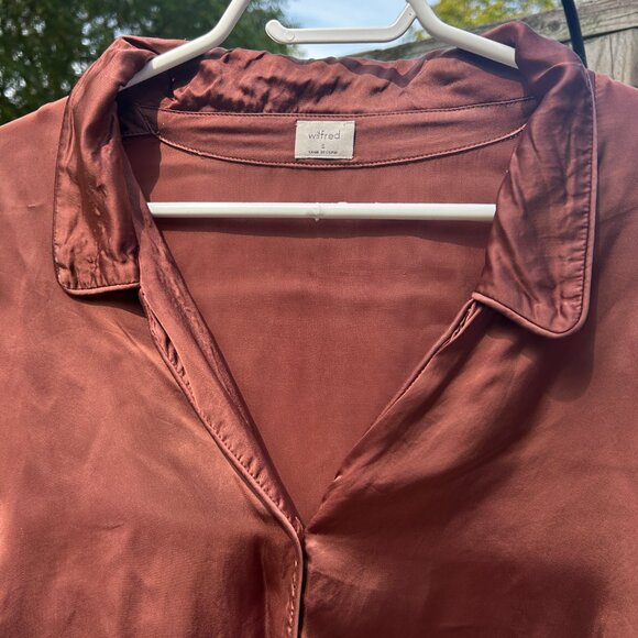 Aritzia Tie Front Satin Blouse - Picture 5 of 6